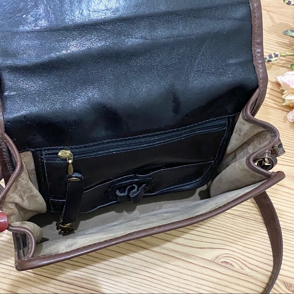 Vintage 80’s Brahmin Black/Brown Croc Leather Crossbody Bag - Picture 9 of 16